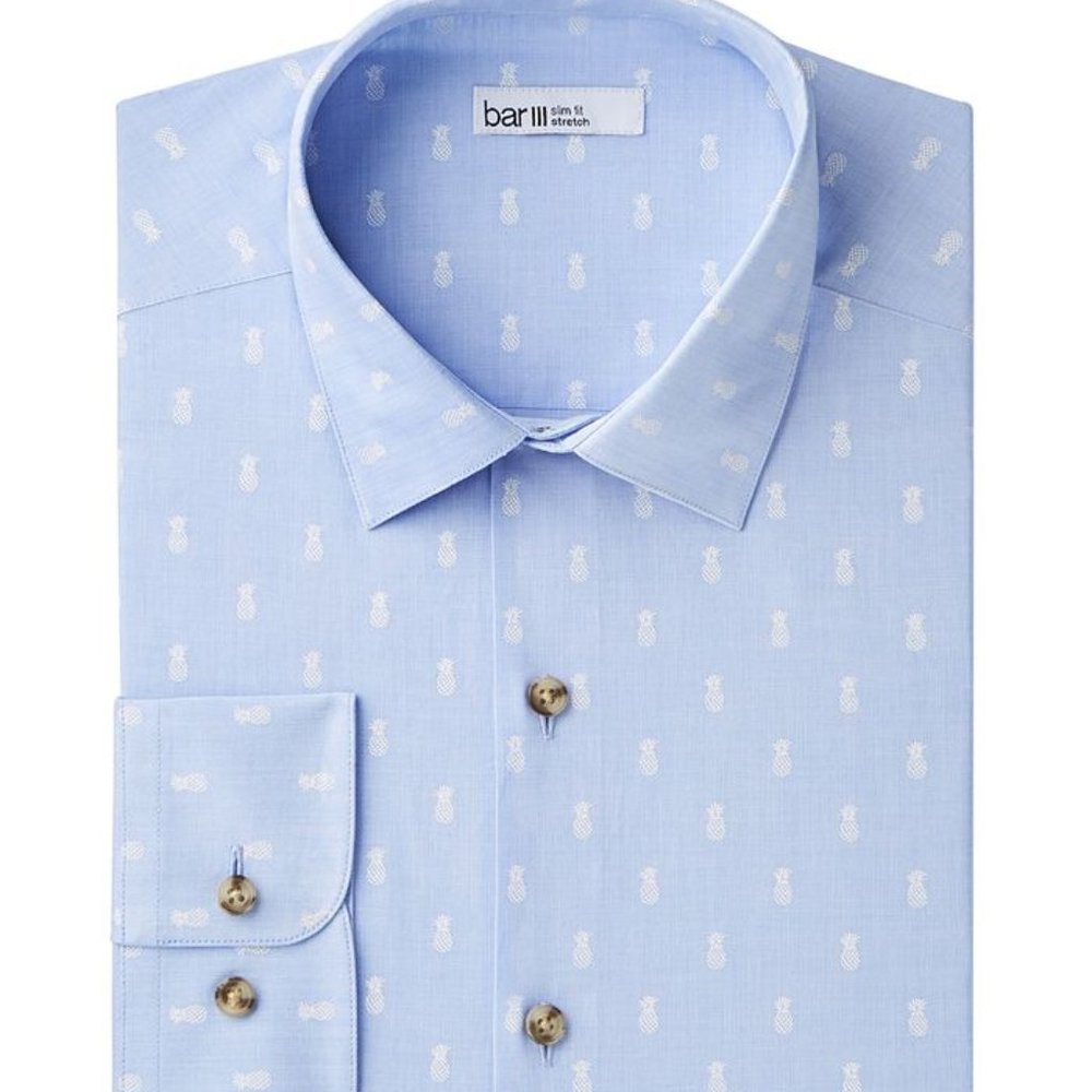 💖3 for $20💖 Bar III Stretch Easy-Care Pineapple Print Shirt, S